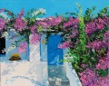 Blaue Tür in Griechenland Garten